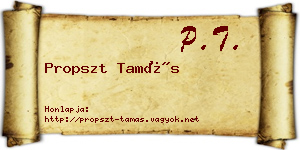 Propszt Tamás névjegykártya